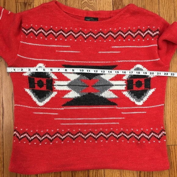 Vintage Ralph Lauren Aztec Southwest Tribal Red Crew Neck Hand Knit sweater L - Picture 11 of 15